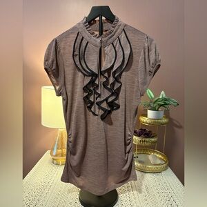 Ruched, ruffle front blouse  by heart soul.